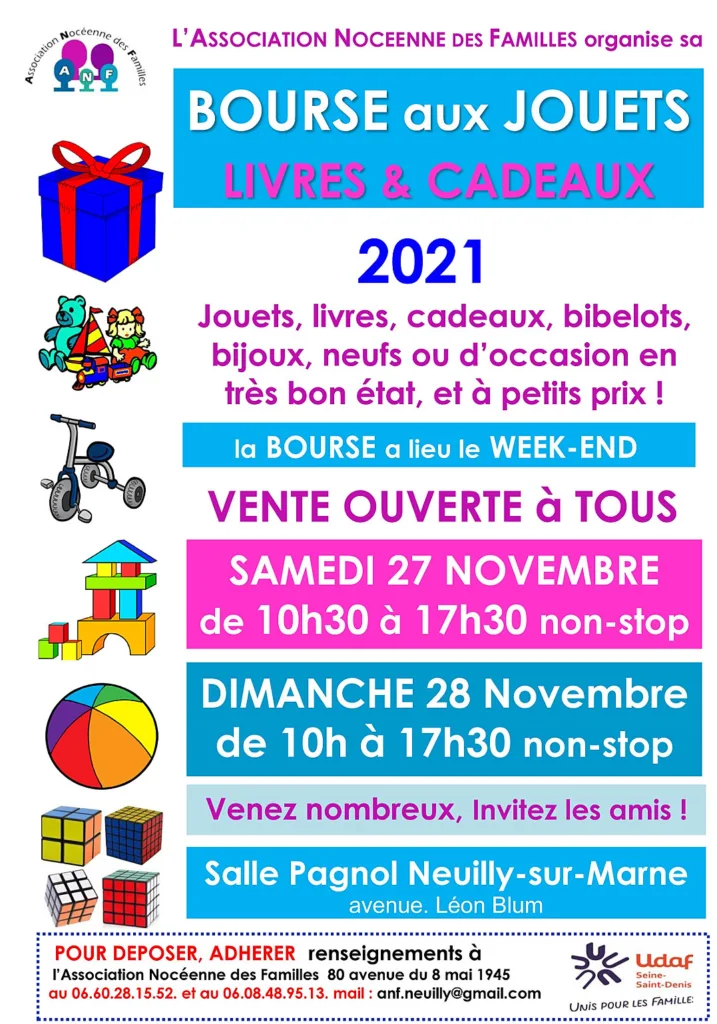 Bourse aux jouets, livres, cadeaux 1 Flyer assoc noceenne